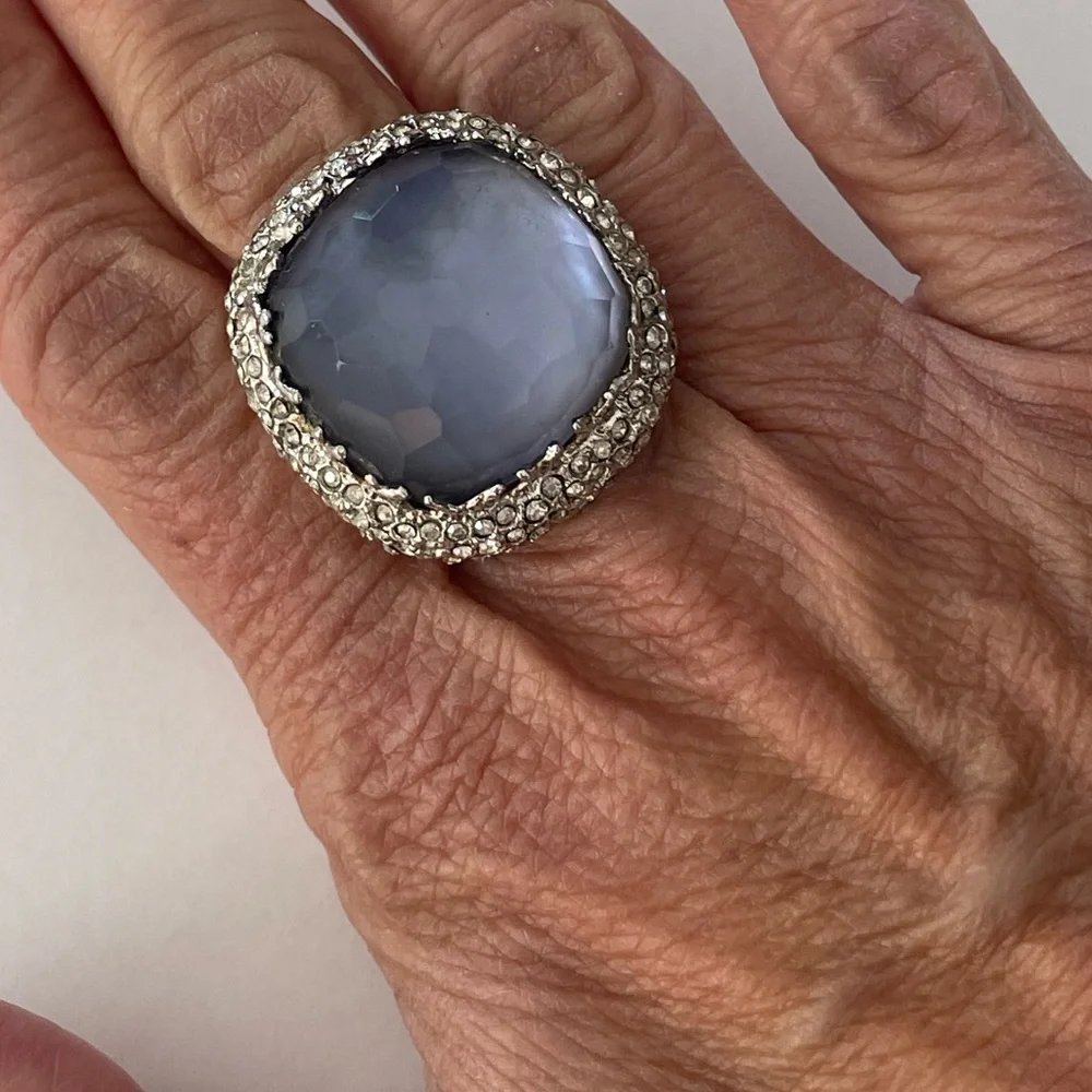 Alexis Bittar Blue Stone crystal ring-Size 7 - Picture 3 of 13